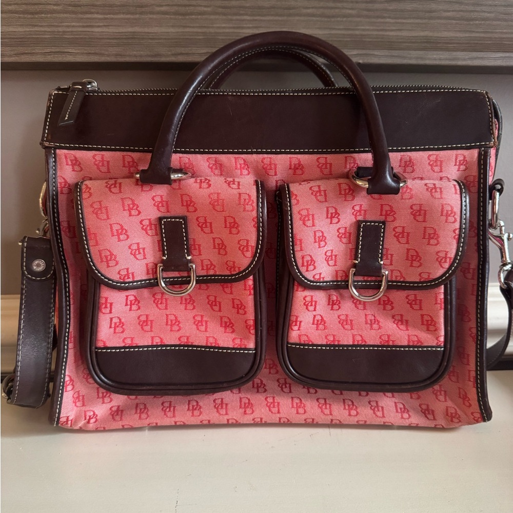 Dooney & Bourke Vintage Pink & Brown Tote Bag Purse